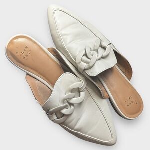 a new day Cream Chain Loafer Mule Flats Pointed Toe Slip On Size 7 Neutral